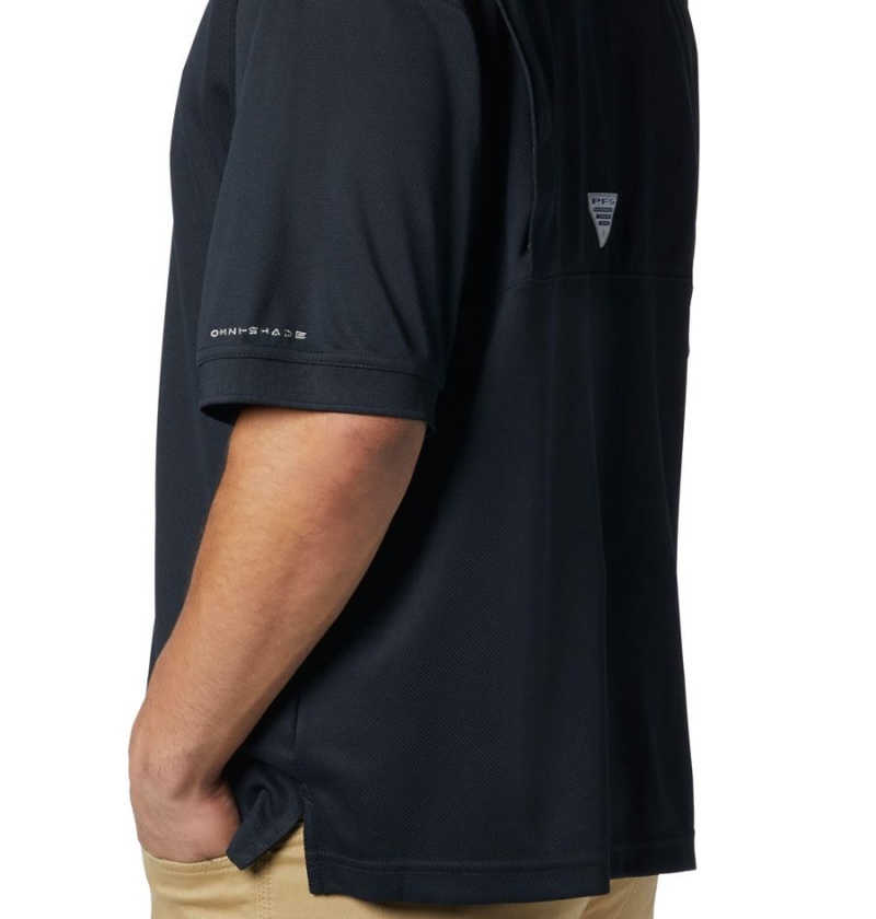 Black Columbia PFG Perfect Cast Men's Polo Shirt | 09713ZSKF