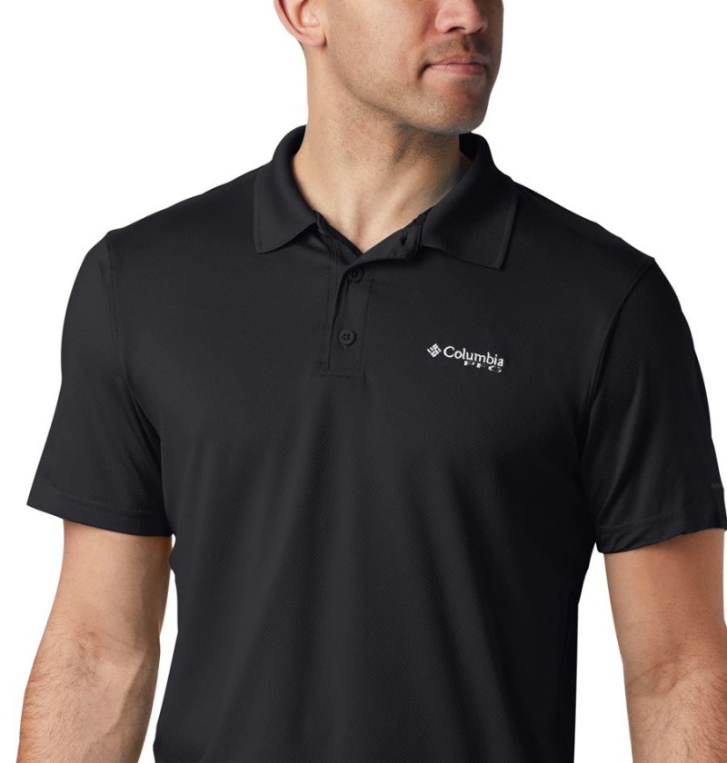 Black Columbia PFG Skiff Cast Men's Polo Shirt | 28354EDVQ