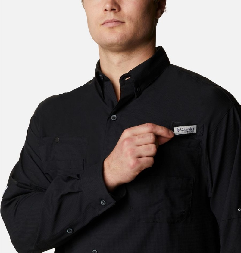 Black Columbia PFG Tamiami II Long Sleeve Men's Shirt | 13295VCHY