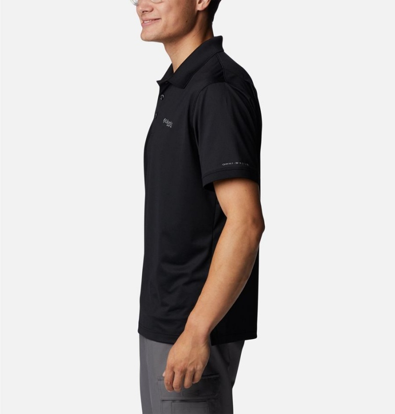 Black Columbia PFG Tamiami Men's Polo Shirt | 47081WFGN