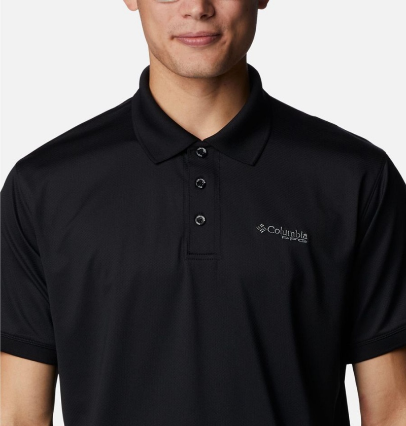 Black Columbia PFG Tamiami Men's Polo Shirt | 47081WFGN