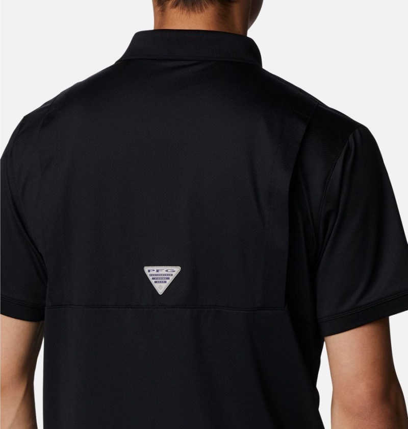 Black Columbia PFG Tamiami Men's Polo Shirt | 47081WFGN