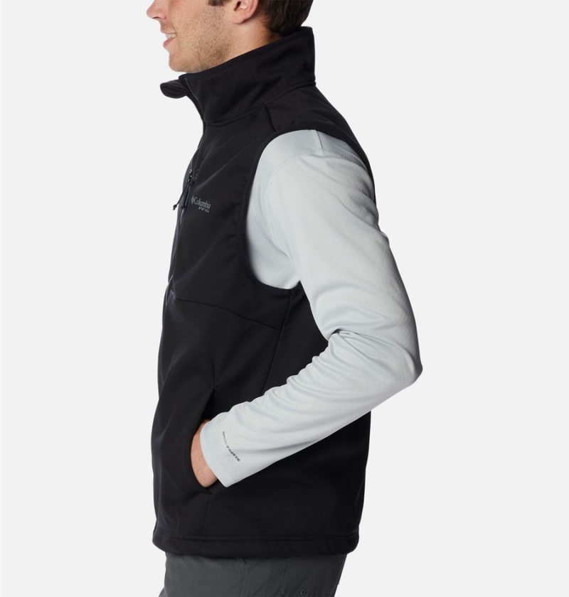 Black Columbia PFG Terminal Stretch Softshell Men's Vest | 62590HLOV