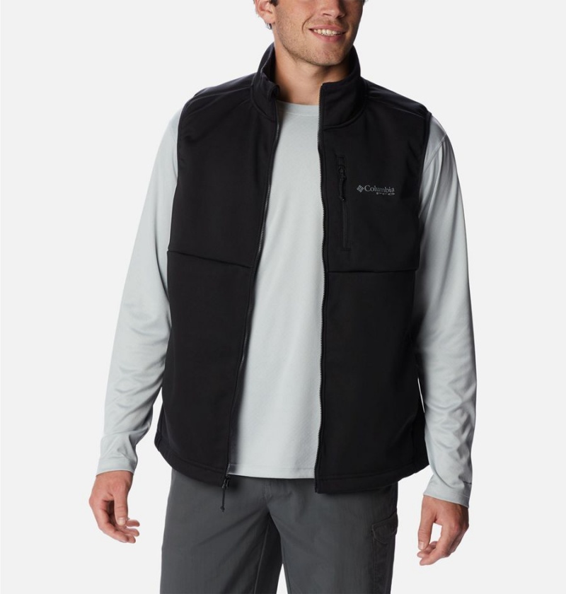 Black Columbia PFG Terminal Stretch Softshell Men's Vest | 62590HLOV