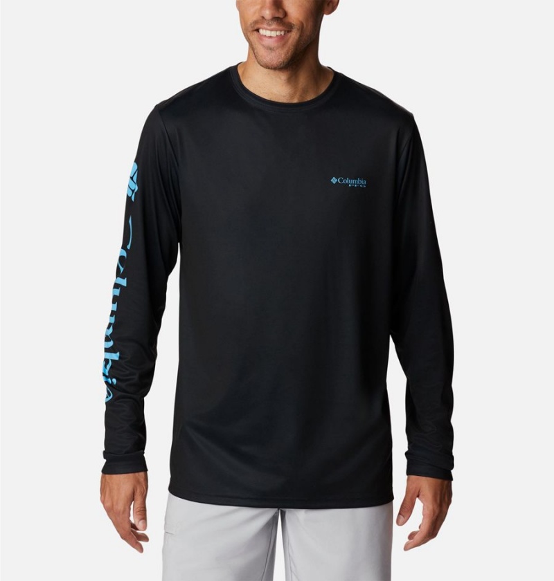 Black Columbia PFG Terminal Tackle Carey Chen Long Sleeve Men's T-Shirt | 23104SIJZ