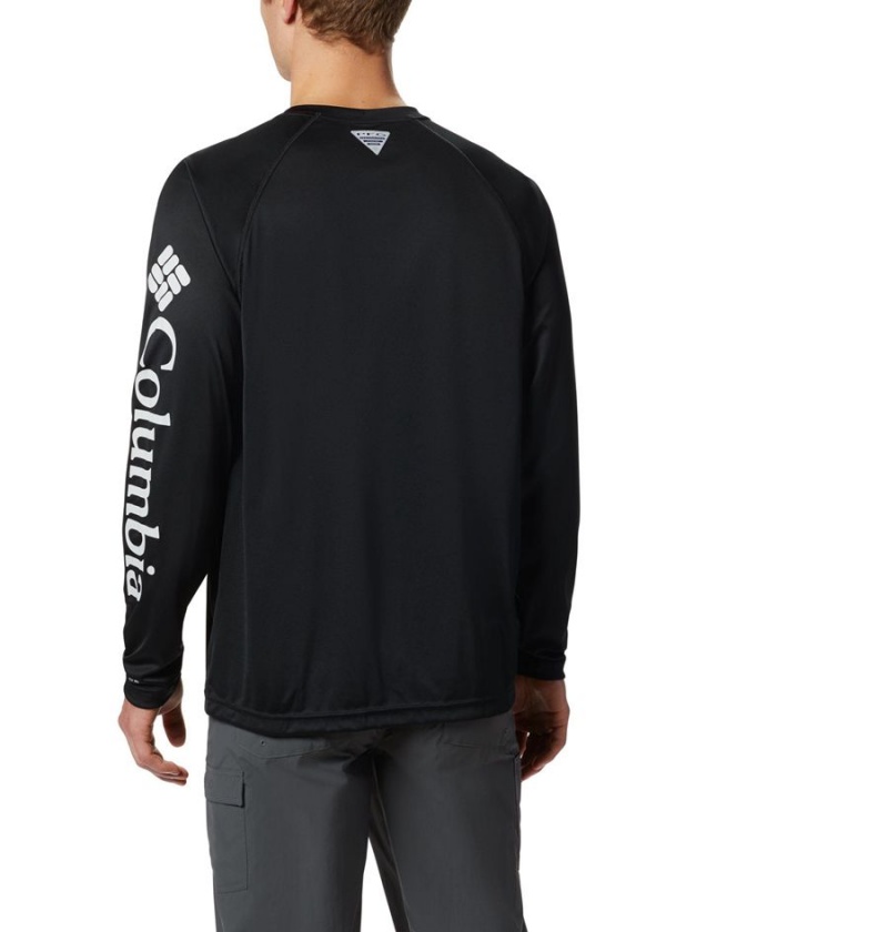 Black Columbia PFG Terminal Tackle Long Sleeve Men's T-Shirt | 53470ZRMW