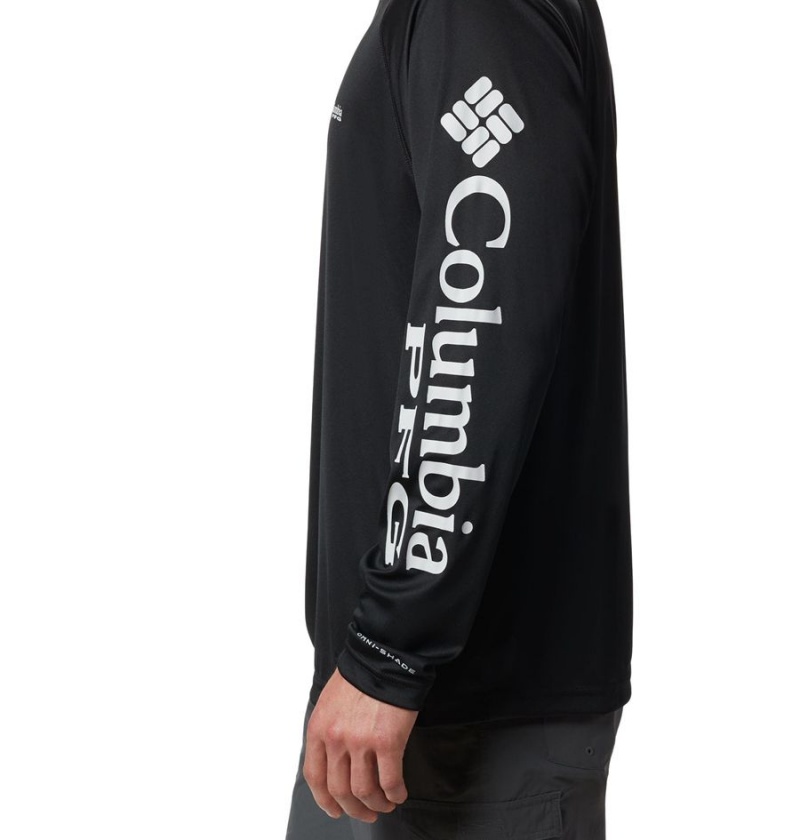 Black Columbia PFG Terminal Tackle Long Sleeve Men's T-Shirt | 53470ZRMW