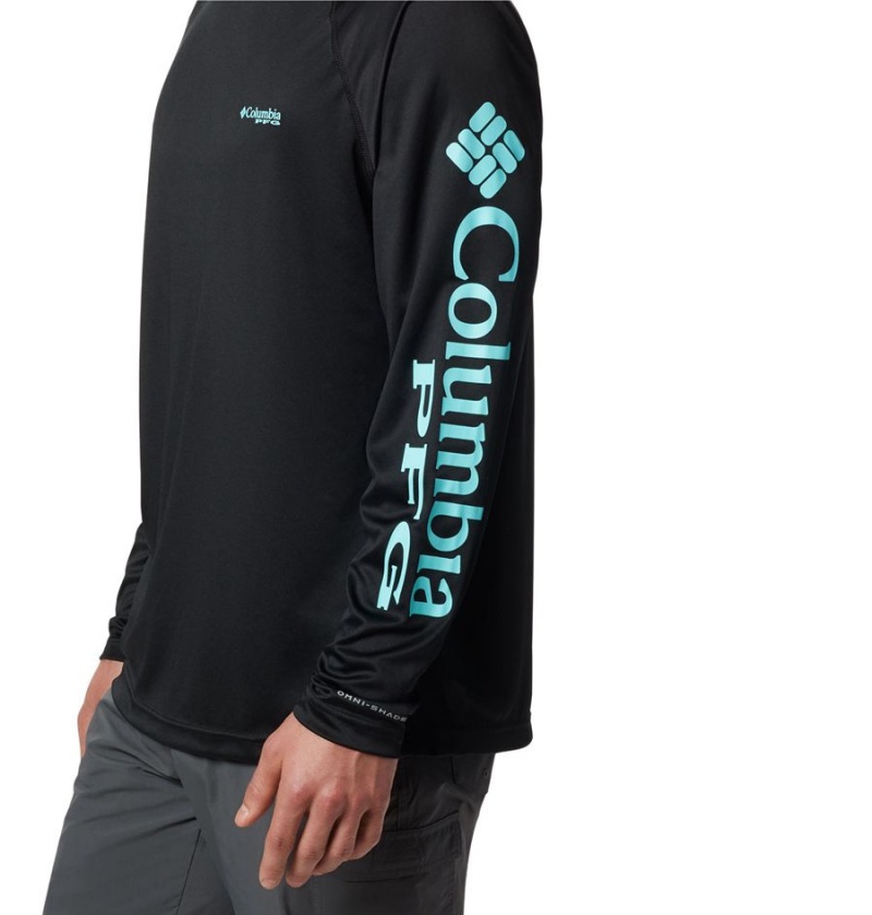 Black Columbia PFG Terminal Tackle Long Sleeve Men's T-Shirt | 08967XGCN