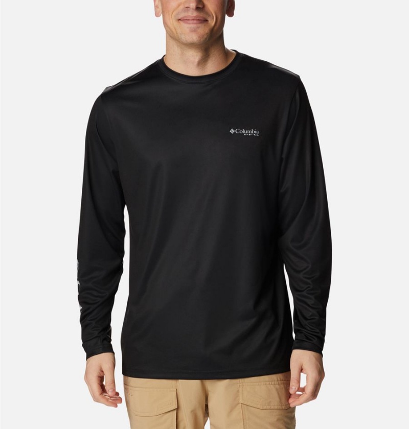 Black Columbia PFG Terminal Tackle Statetriot Long Sleeve Men's T-Shirt | 01743SJLK