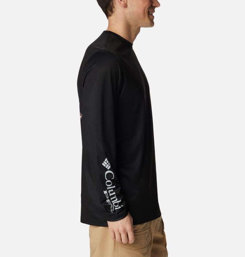 Black Columbia PFG Terminal Tackle Statetriot Long Sleeve Men's T-Shirt | 01743SJLK