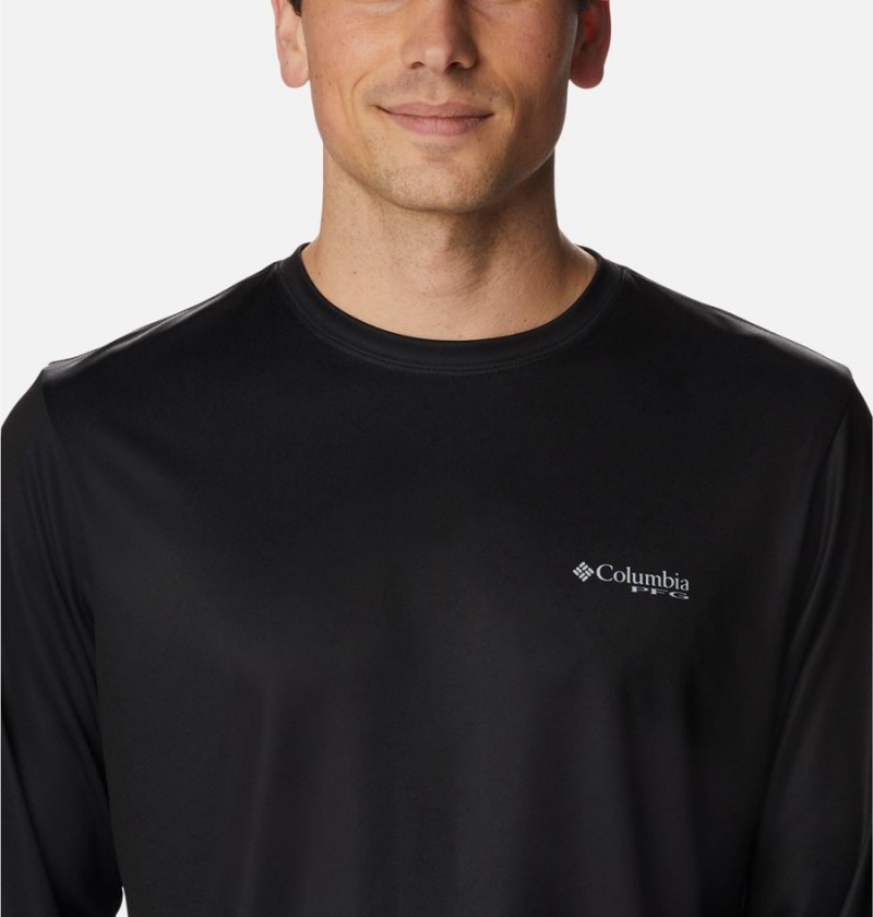 Black Columbia PFG Terminal Tackle Statetriot Long Sleeve Men's T-Shirt | 01743SJLK