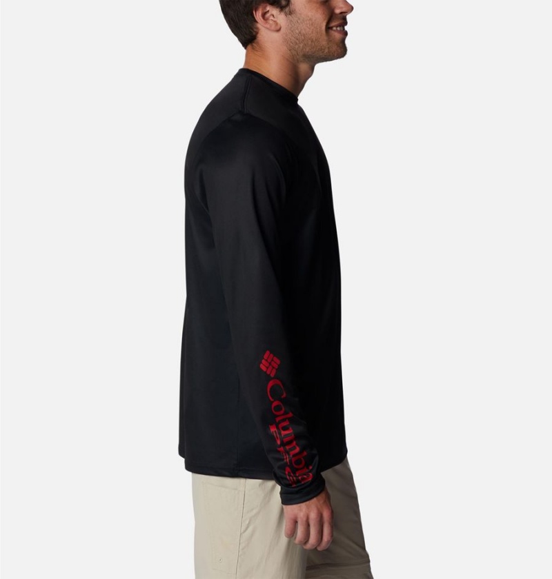 Black Columbia PFG Terminal Tackle Statetriot Long Sleeve Men's T-Shirt | 53074JKMU