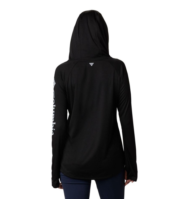 Black Columbia PFG Tidal Tee Women's Hoodie | 48975QOEK