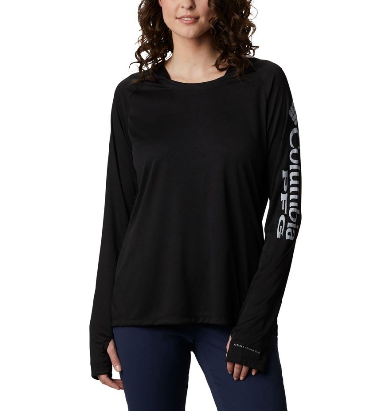 Black Columbia PFG Tidal Tee Women\'s Hoodie | 48975QOEK