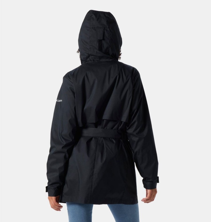 Black Columbia Pardon My Trench Women's Rain Jacket | 10286VNGI