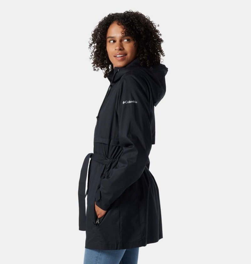 Black Columbia Pardon My Trench Women's Rain Jacket | 10286VNGI