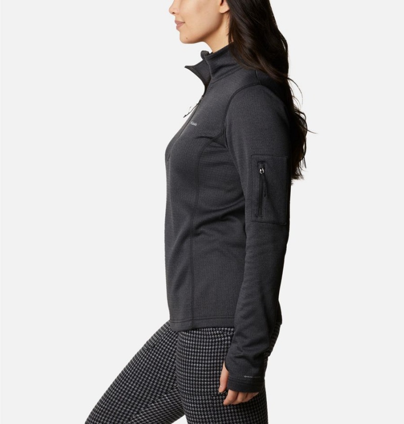 Black Columbia Park View Grid Half Zip Fleece Women's Pullover | 07692BOMV