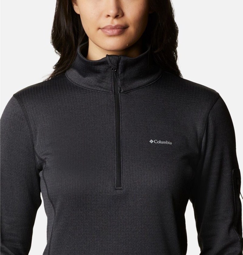 Black Columbia Park View Grid Half Zip Fleece Women's Pullover | 07692BOMV