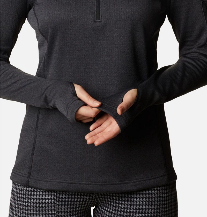 Black Columbia Park View Grid Half Zip Fleece Women's Pullover | 07692BOMV