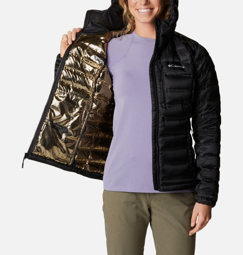 Black Columbia Pebble Peak Hooded Women's Puffer Jacket | 18576IWMV