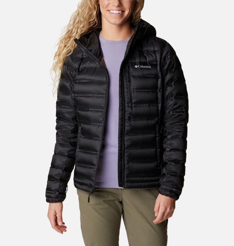 Black Columbia Pebble Peak Hooded Women's Puffer Jacket | 18576IWMV