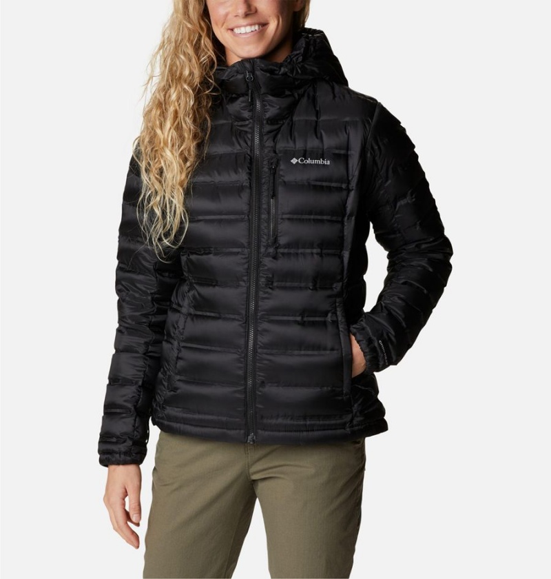 Black Columbia Pebble Peak Hooded Women\'s Puffer Jacket | 18576IWMV