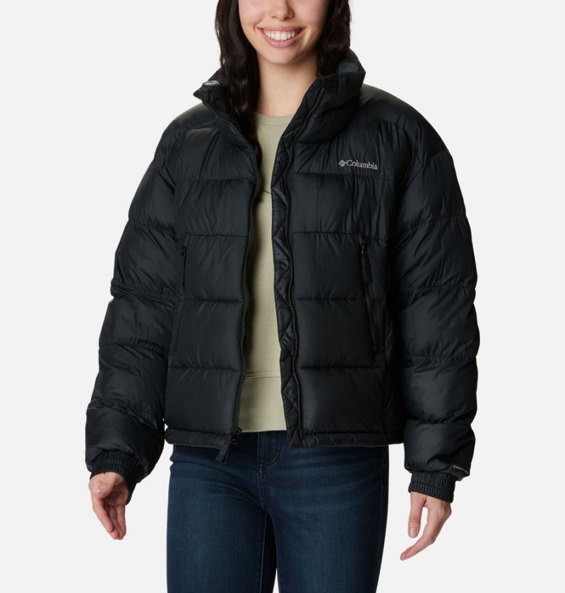 Black Columbia Pike Lake II Cropped Women's Puffer Jacket | 92751WQMA