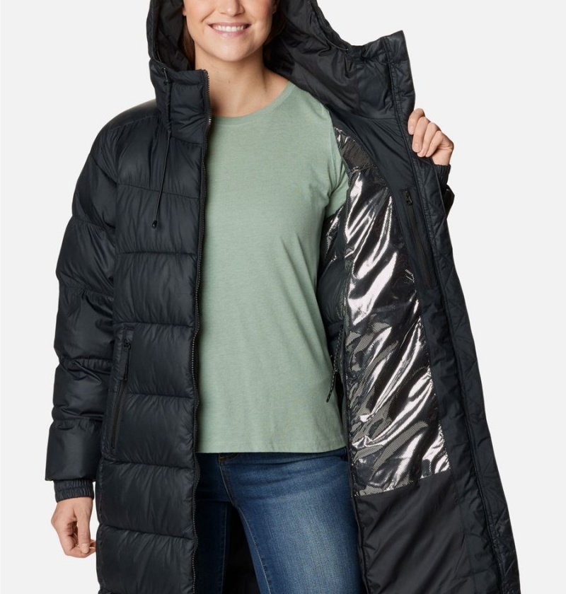 Black Columbia Pike Lake II Long Women's Puffer Jacket | 64732MZHY