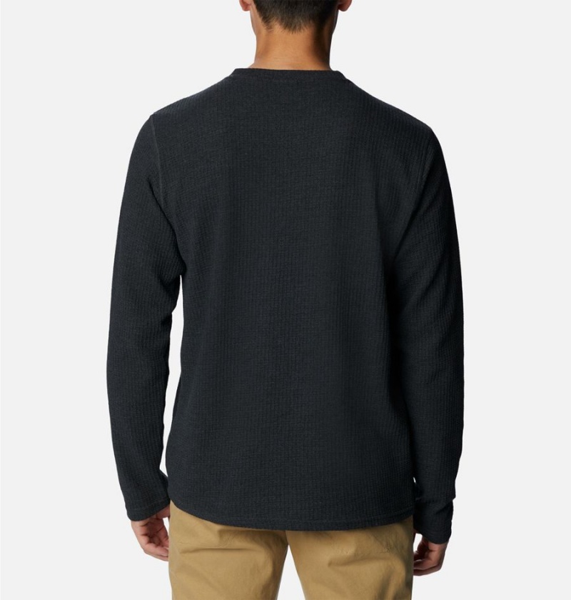 Black Columbia Pine Peak II Waffle Long Sleeve Crew Men's T-Shirt | 09512UYSX