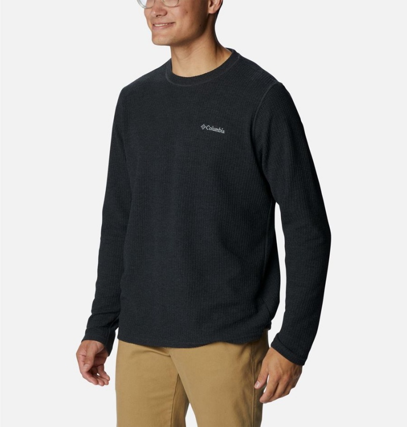 Black Columbia Pine Peak II Waffle Long Sleeve Crew Men's T-Shirt | 09512UYSX