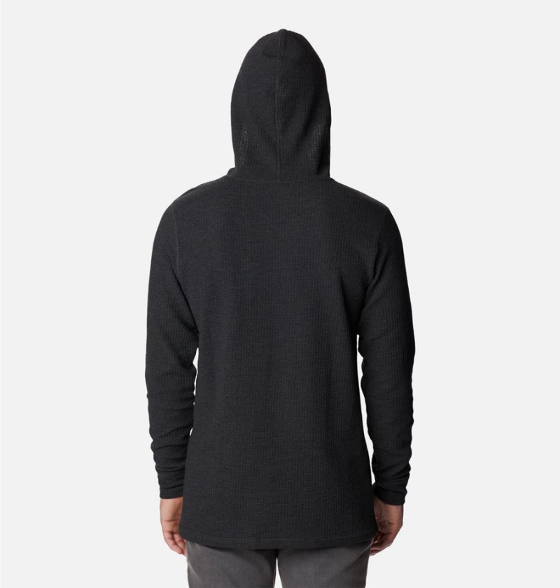 Black Columbia Pine Peak Waffle Men's Hoodie | 52706ITOP