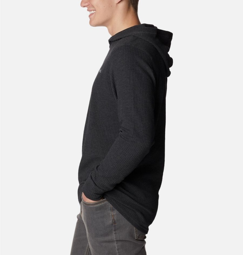 Black Columbia Pine Peak Waffle Men's Hoodie | 52706ITOP