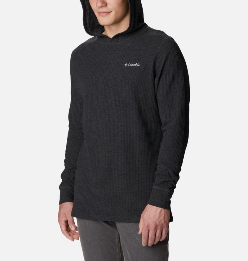 Black Columbia Pine Peak Waffle Men's Hoodie | 52706ITOP