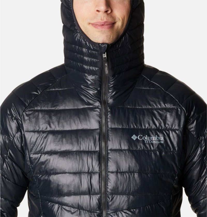 Black Columbia Platinum Peak Hooded Insulated Men's Puffer Jacket | 01368WPIO