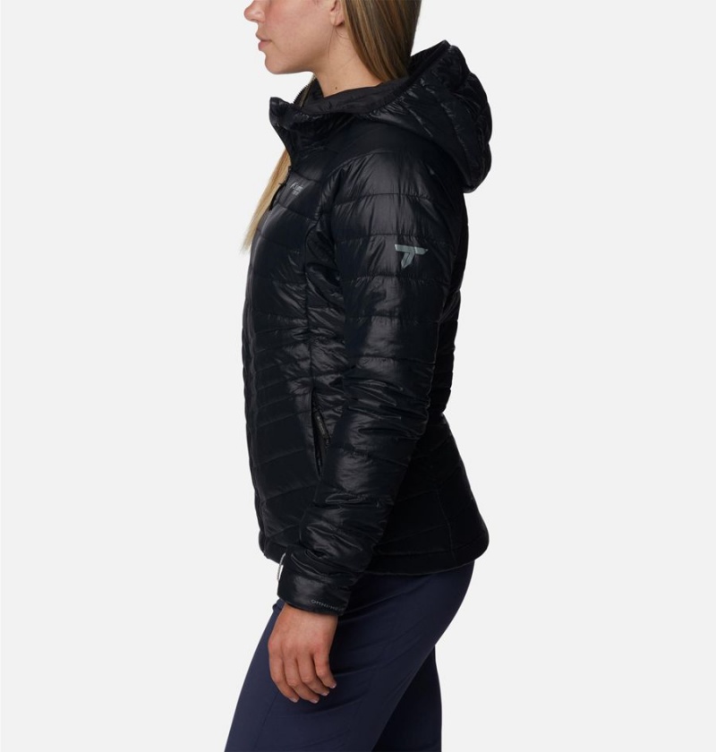 Black Columbia Platinum Peak Hooded Women's Puffer Jacket | 16039TXGN