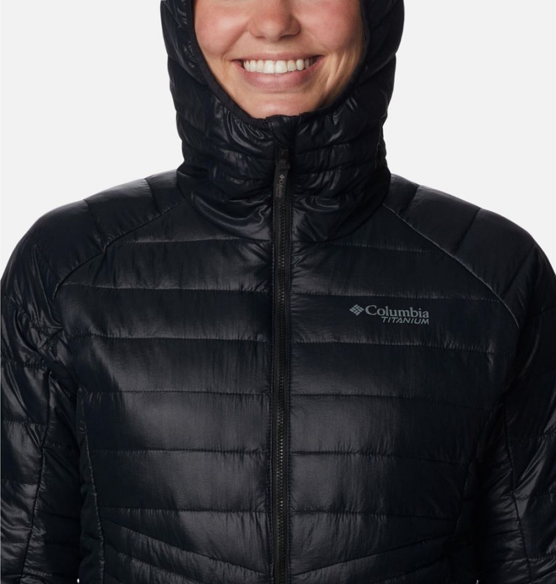 Black Columbia Platinum Peak Hooded Women's Puffer Jacket | 16039TXGN