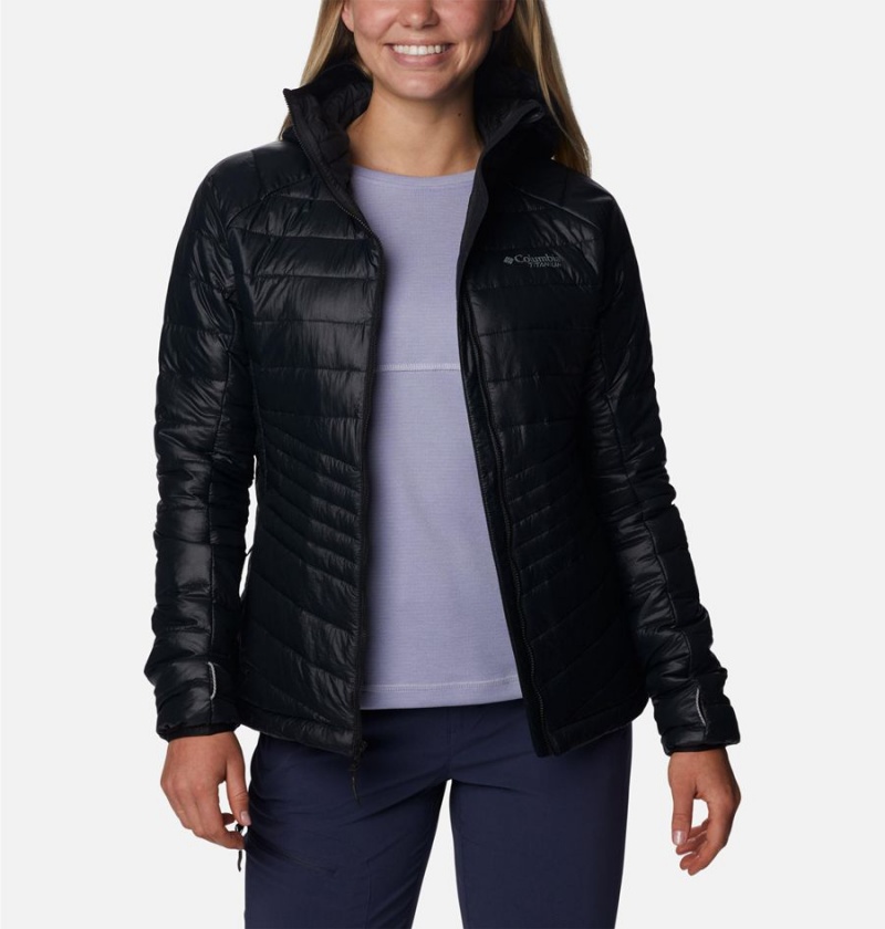 Black Columbia Platinum Peak Hooded Women's Puffer Jacket | 16039TXGN