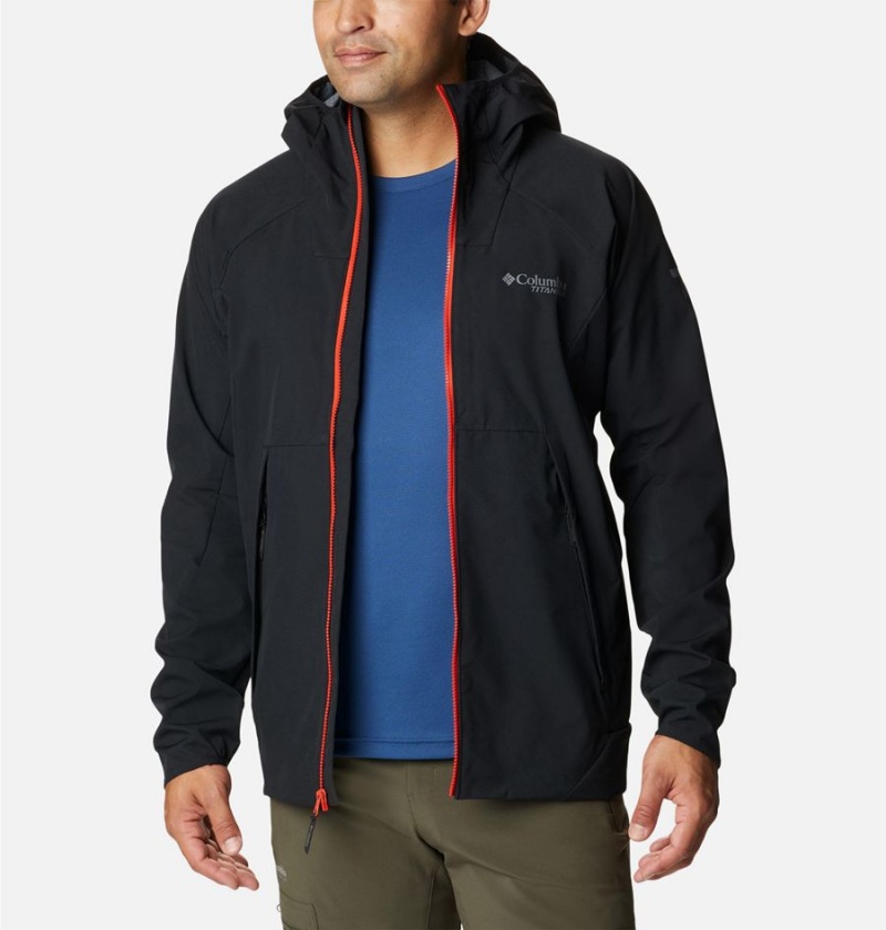 Black Columbia Platinum Peak Men's Softshell Jackets | 41928UIFS