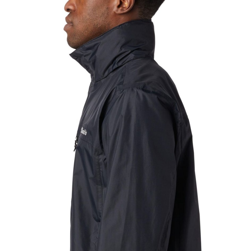 Black Columbia Pouration Men's Rain Jacket | 27581XGBJ