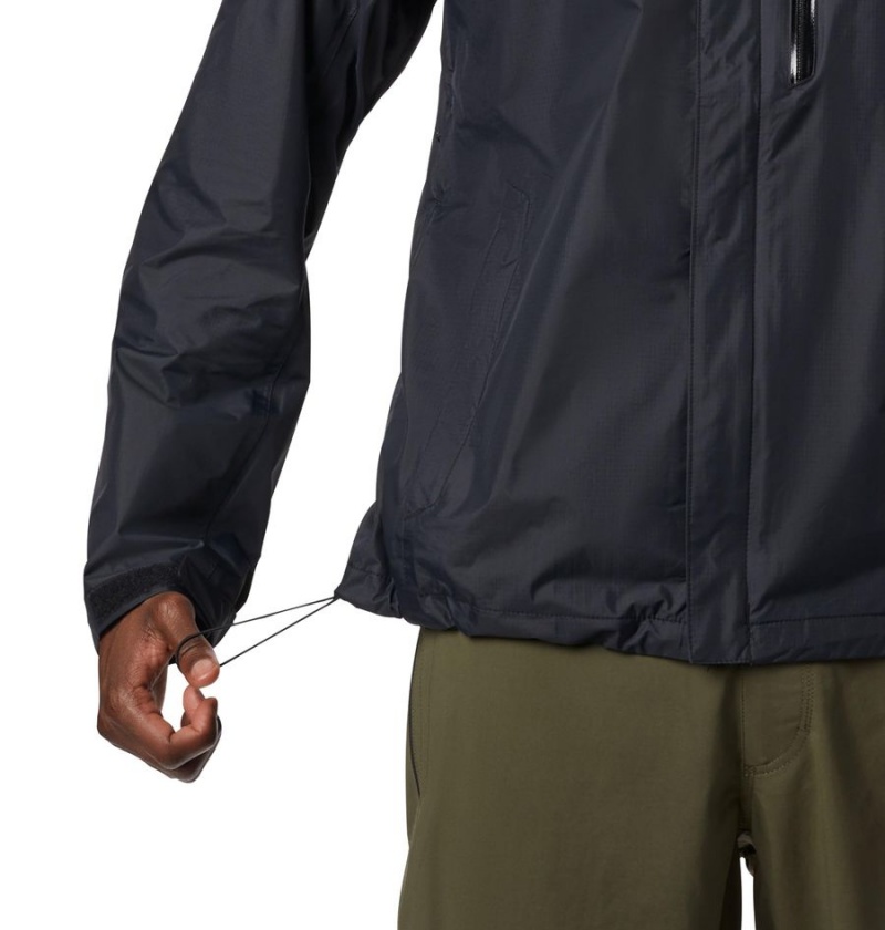 Black Columbia Pouration Men's Rain Jacket | 27581XGBJ