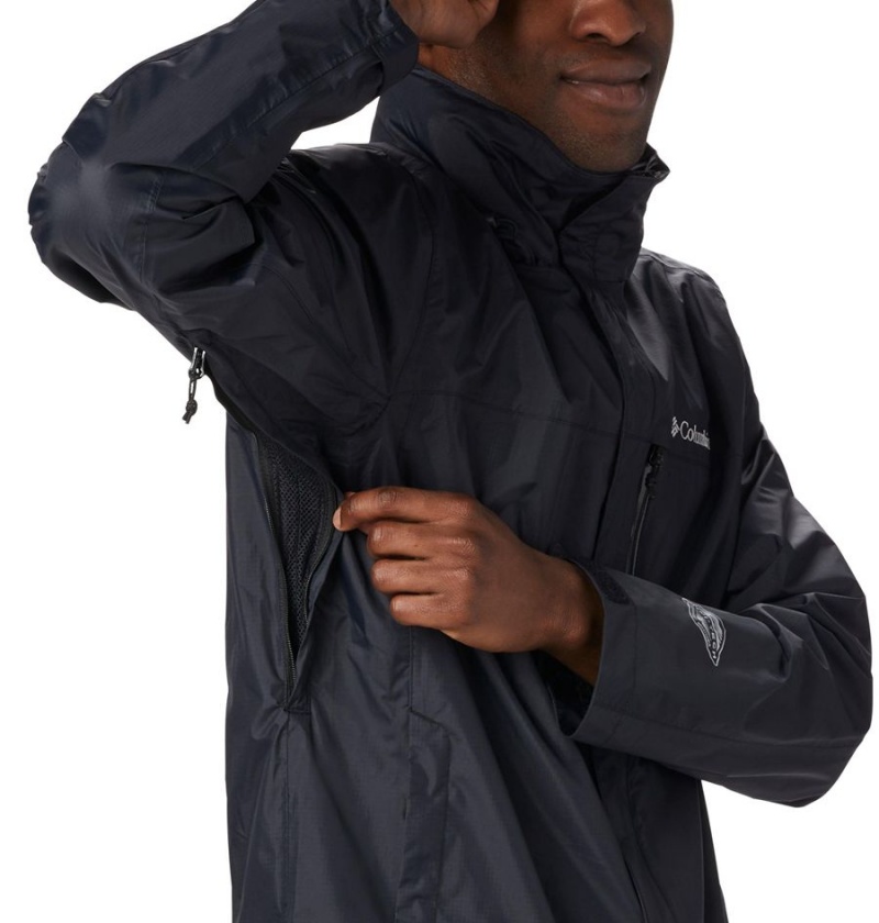 Black Columbia Pouration Men's Rain Jacket | 27581XGBJ