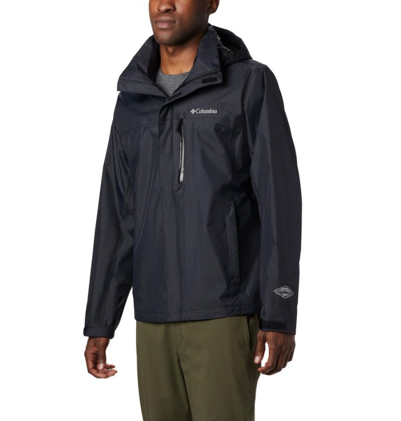 Black Columbia Pouration Men\'s Rain Jacket | 27581XGBJ