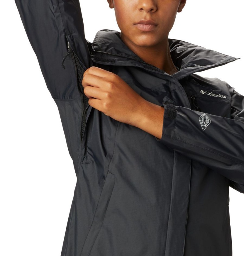 Black Columbia Pouration Women's Rain Jacket | 81760LFPO