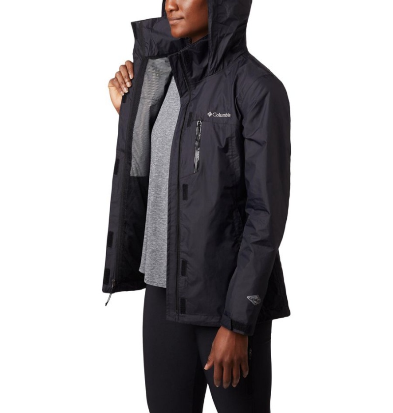 Black Columbia Pouration Women's Rain Jacket | 81760LFPO