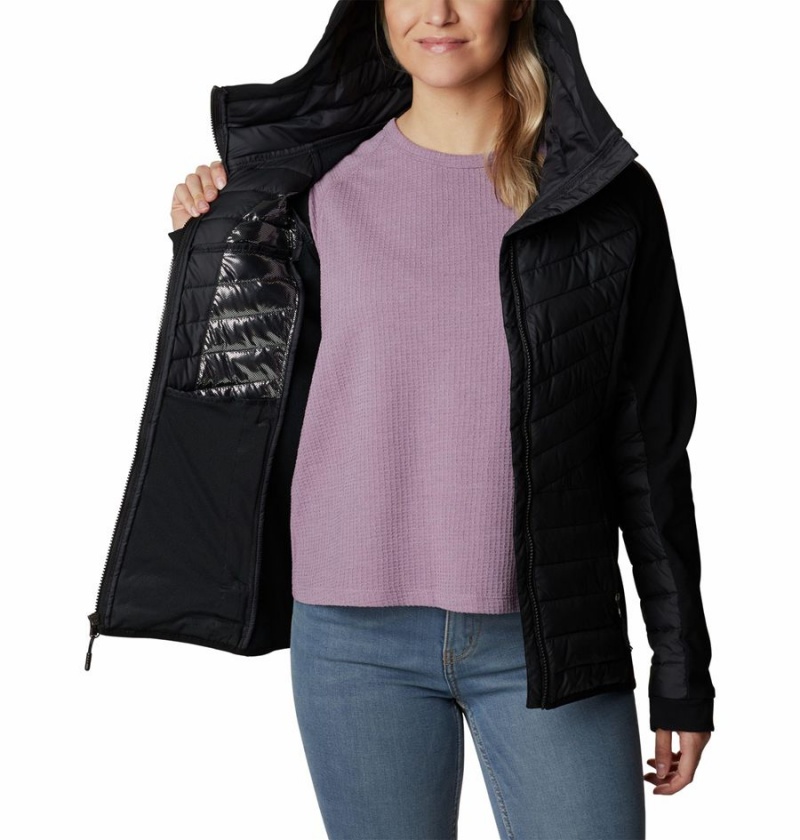 Black Columbia Powder Lite Hybrid Hooded Women's Puffer Jacket | 10849BQZK