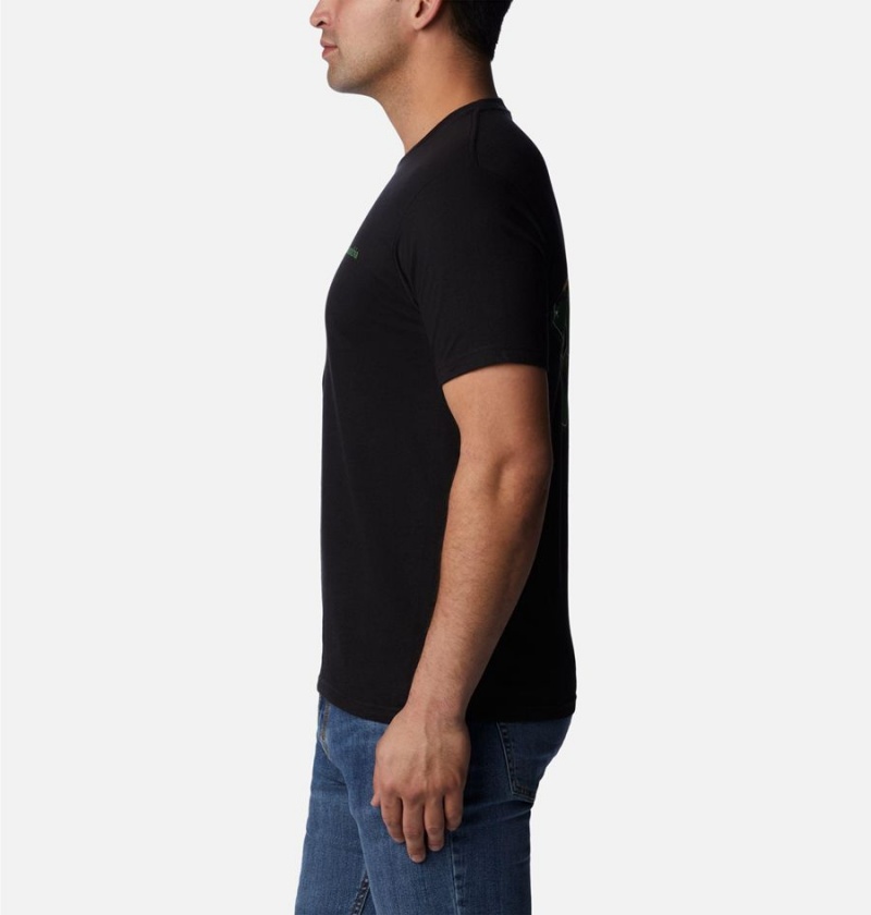 Black Columbia Ridge Graphic Men's T-Shirt | 47028DOBX