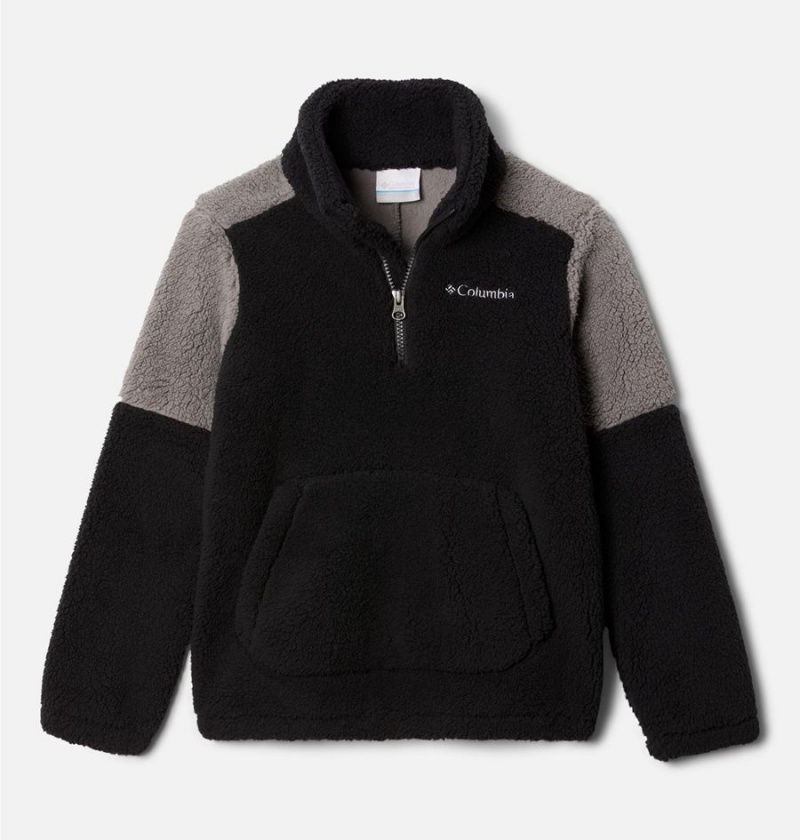 Black Columbia Rugged Ridge III Half Zip Sherpa Pullover Kids\' Fleece | 81436ZATL