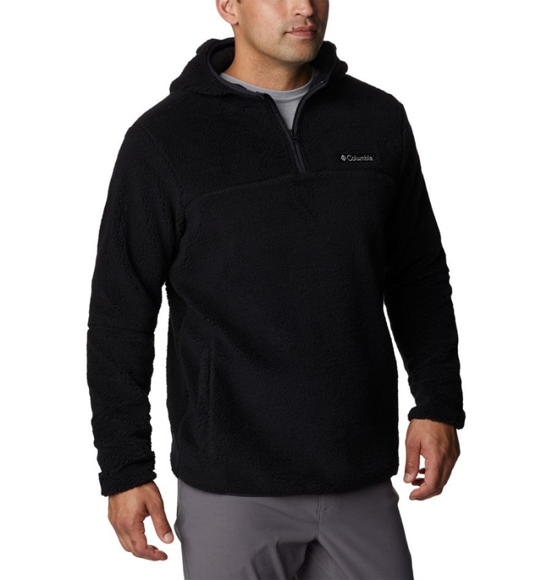 Black Columbia Rugged Ridge III Sherpa Pullover Men's Hoodie | 52078HKYB