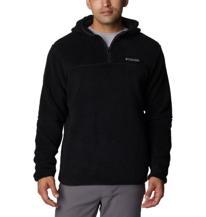 Black Columbia Rugged Ridge III Sherpa Pullover Men\'s Hoodie | 52078HKYB