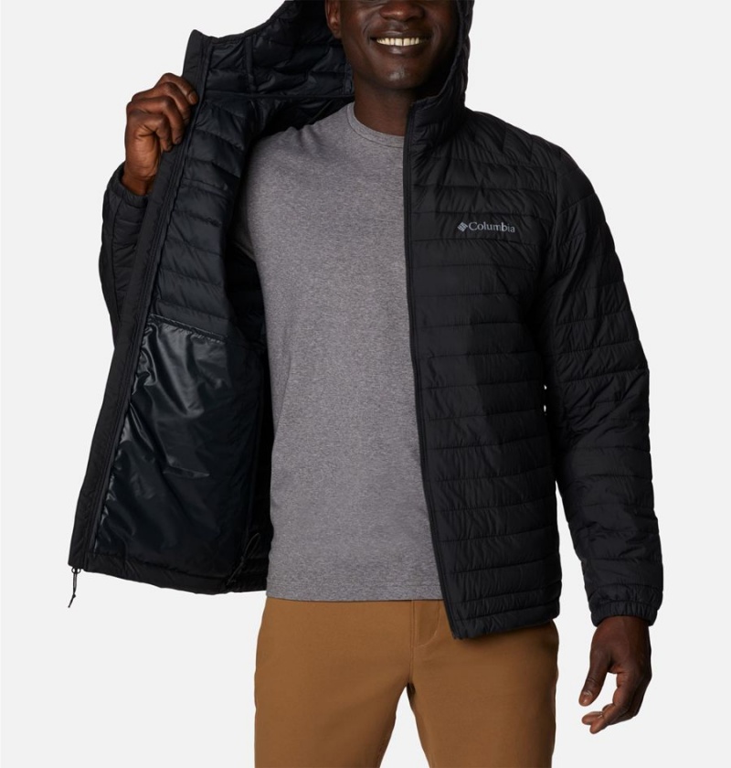 Black Columbia Silver Falls Hooded Insulated Men's Puffer Jacket | 45316YFCZ